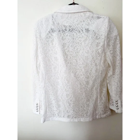 Alice and Olivia JUDITH SHEER LACE SHAWL COLLAR BLAZER size 8